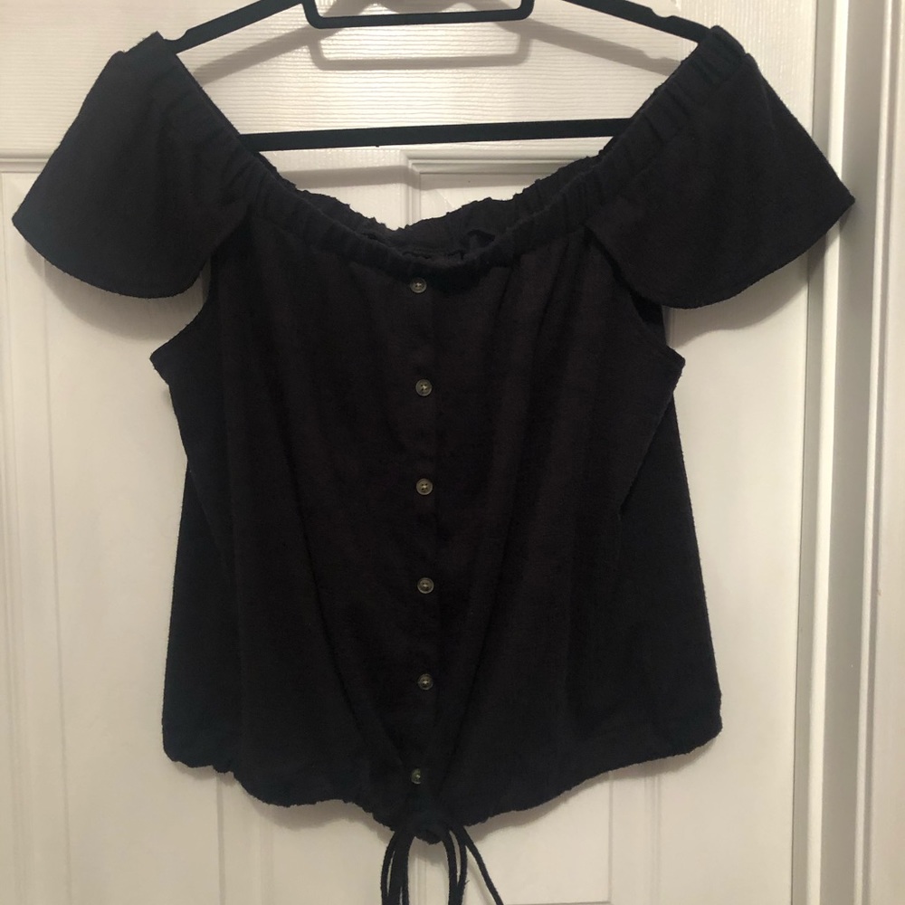 Black Off the Shoulder Top with Adjustable Waist